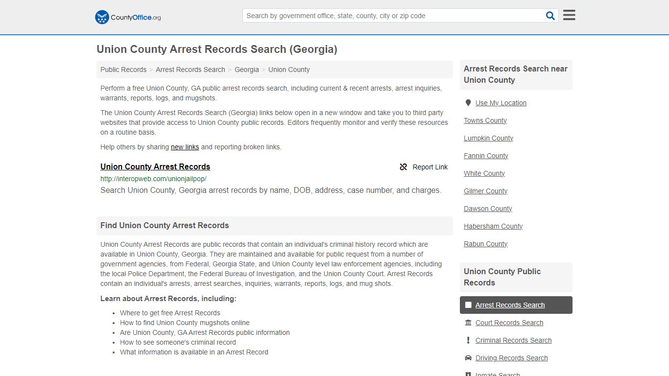 Arrest Records Search - Union County, GA (Arrests & Mugshots)
